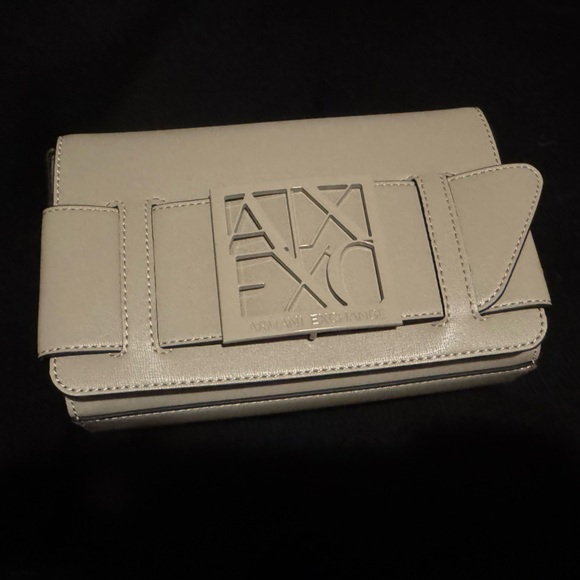 Armani Exchange Gray Clutch Embossed Textured Design